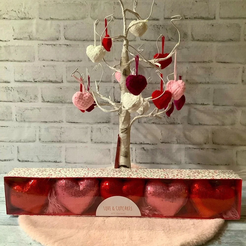Love & Cupcakes 6 Ft. Plush Sequin Heart Garland
